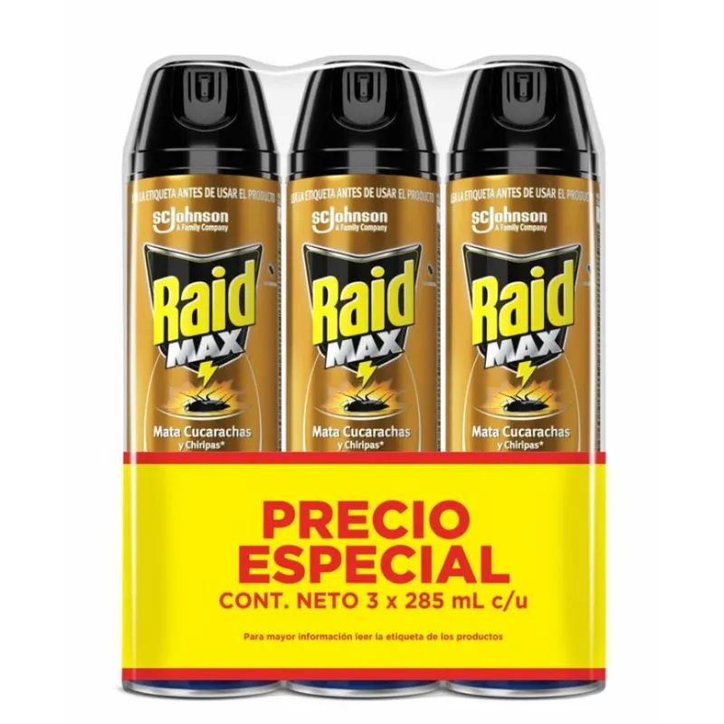 Insecticida Raid Max 3 Und 285 Ml