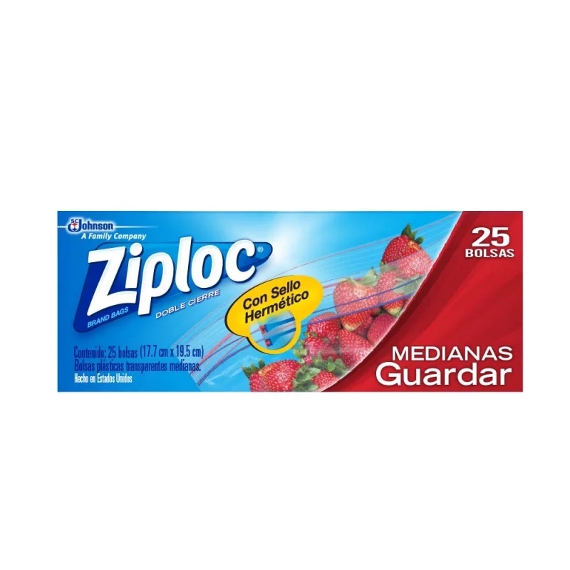 Bolsa Ziploc Doble Cierre Mediana 25 Und