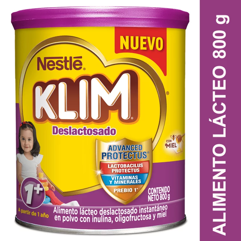 Leche En Polvo Klim Deslactosada 1+ Lata 800 Gr
