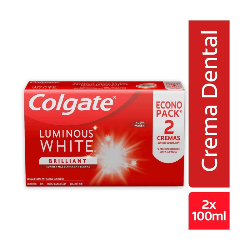 Crema Dental Colgate Luminous White 2 Und 75 Ml