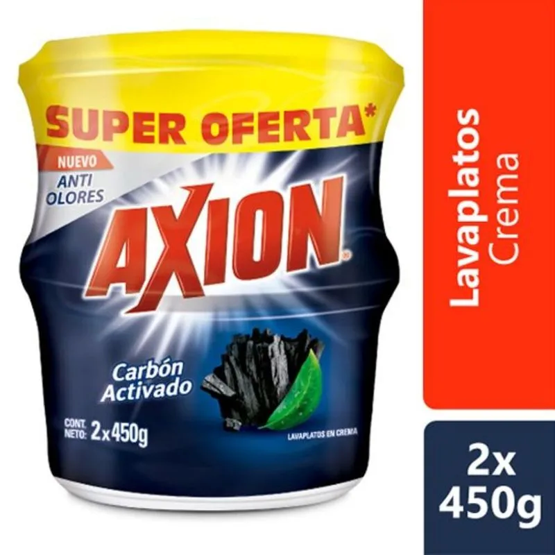 Lavaloza Axion Crema Carbon Activado 2 Und 450 Gr