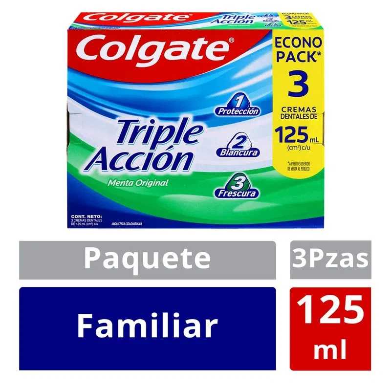 Crema Dental Colgate Triple Accion 3 Und 125 Ml