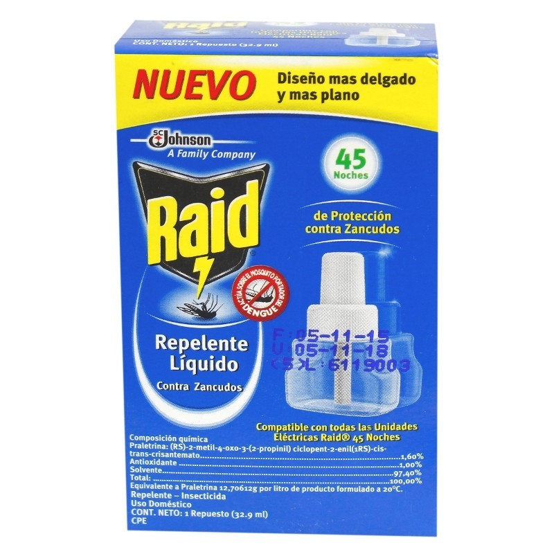 Insecticida Raid 45 Noches 33 Ml