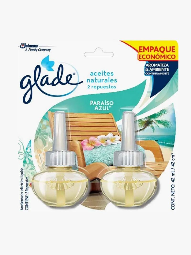 Ambientador Glade Paraiso Azul 2 Und 21 Ml