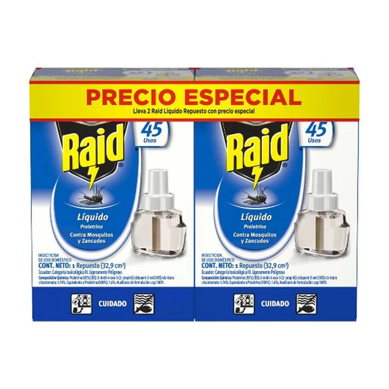 Insecticida Raid 45 Noches 2 Und