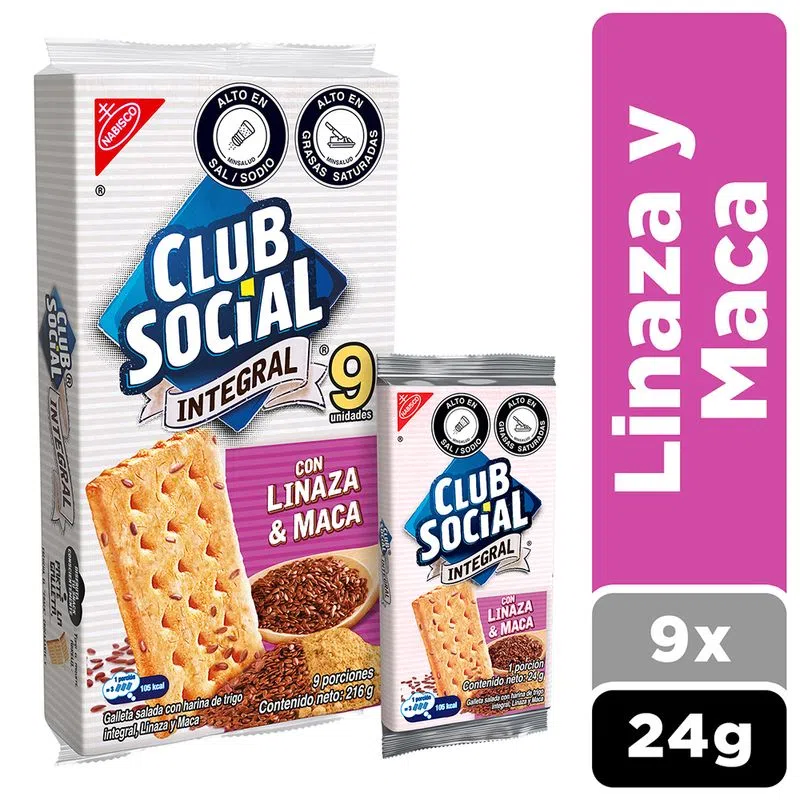 Galleta Club Social Con Linaza Y Maca 9und