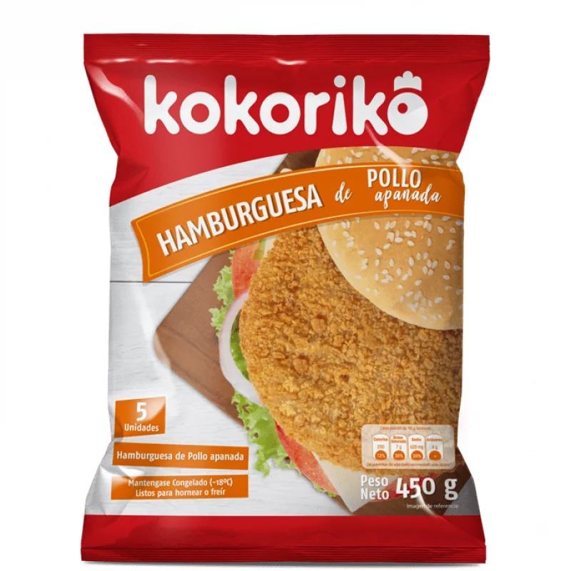 Hamburguesa Kokoriko Pollo Apanado 450