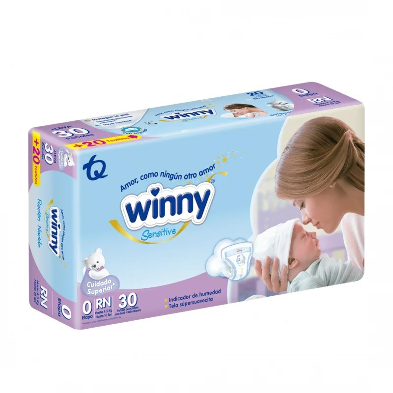 Panal Winny X 30 Unidad Etapa 0 Sensitive + Toalla Humedad X 20unidad