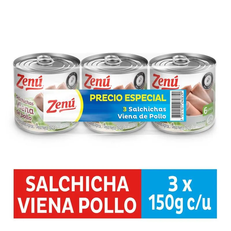 Salchicha Zenu Viena 3 Und 150 Gr