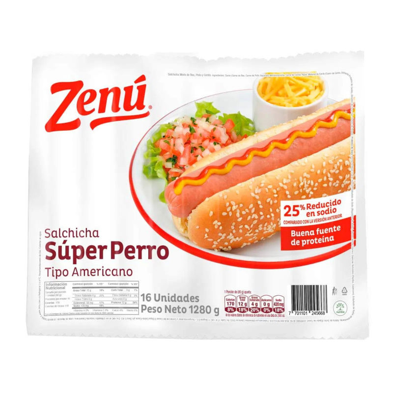 Salchicha Zenu Super Perro 1280 Gr