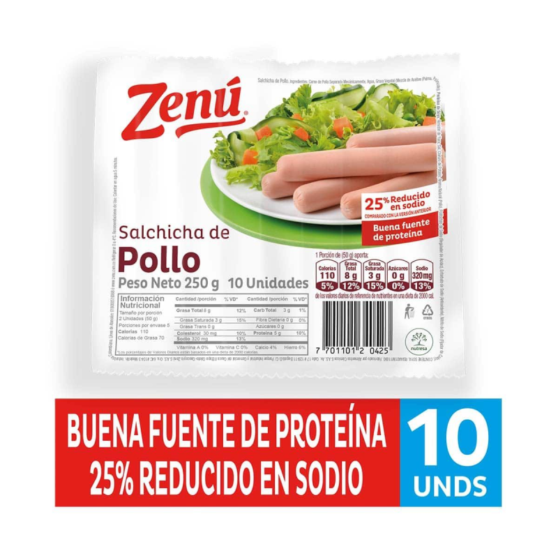 Salchicha Zenu Pollo 250 Gr