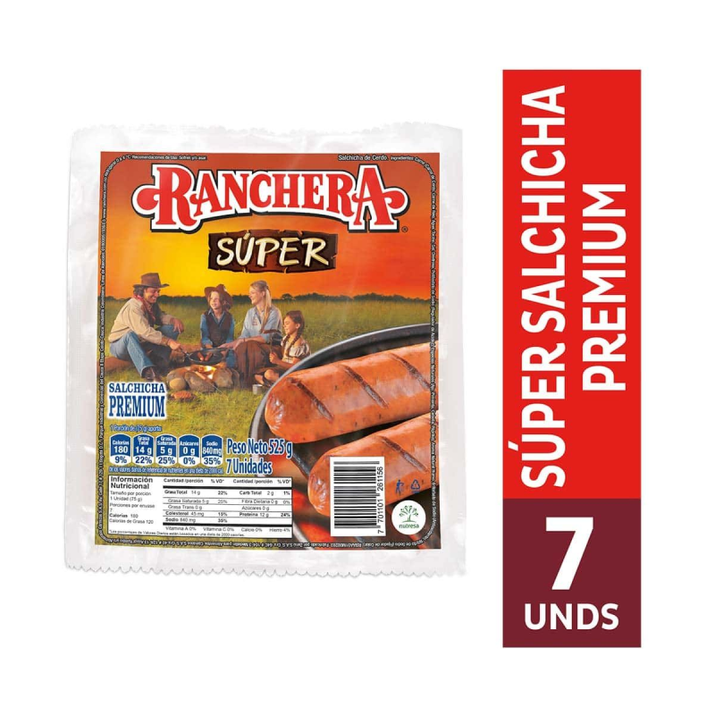 Salchicha Ranchera Super Premium 525 Gr