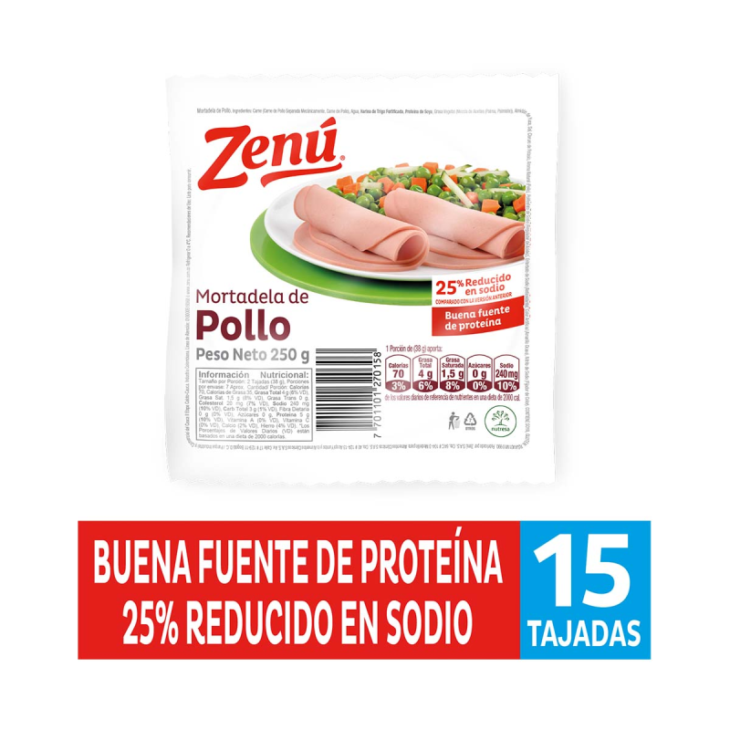 Mortadela Zenu Pollo 250 Gr