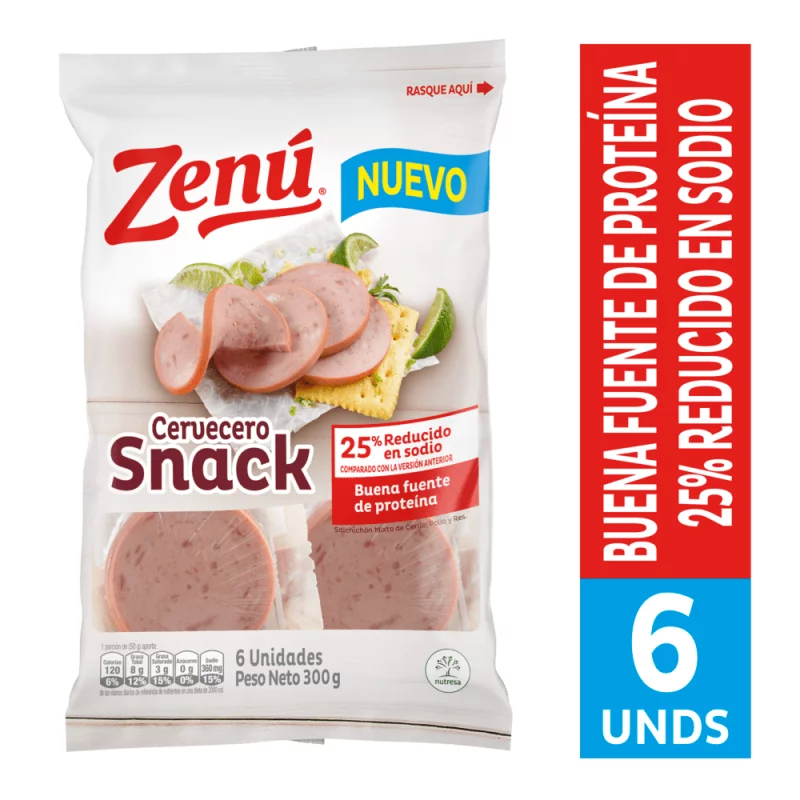 Salchichon Zenu Cervecero Snack 6 Und 300 Gr