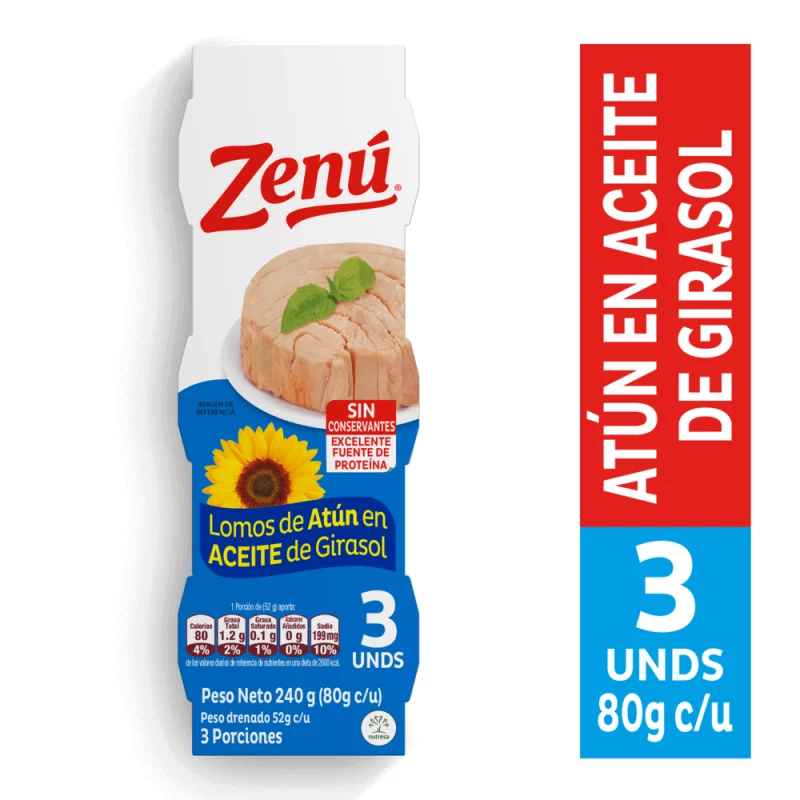 Atun Zenu Aceite Girasol 3 Und 80 Gr