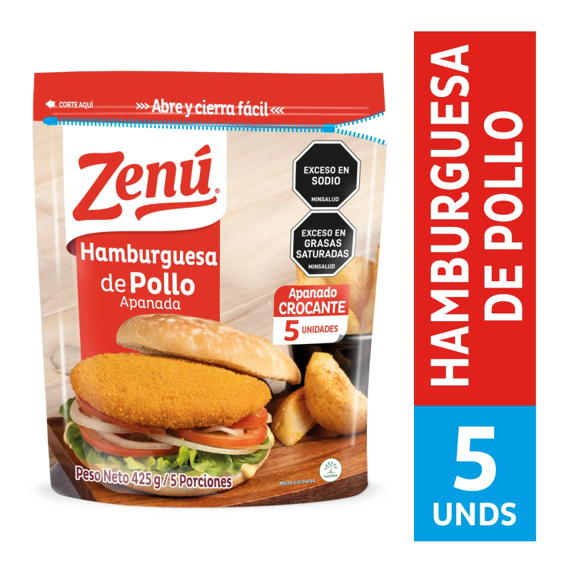 Hamburguesa Zenu Pollo Apanado 425