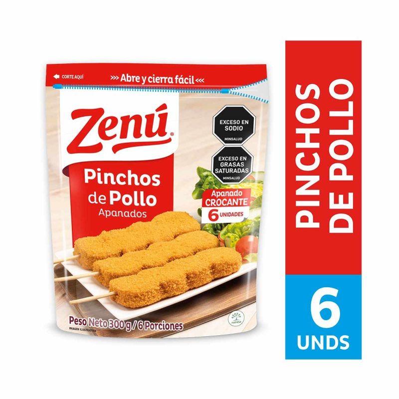 Pinchos Zenu Pollo Apanado 300 Gr