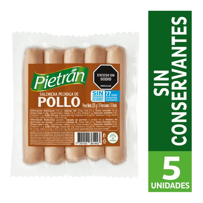 Salchicha Pollo Pietran 225 G 5 Un
