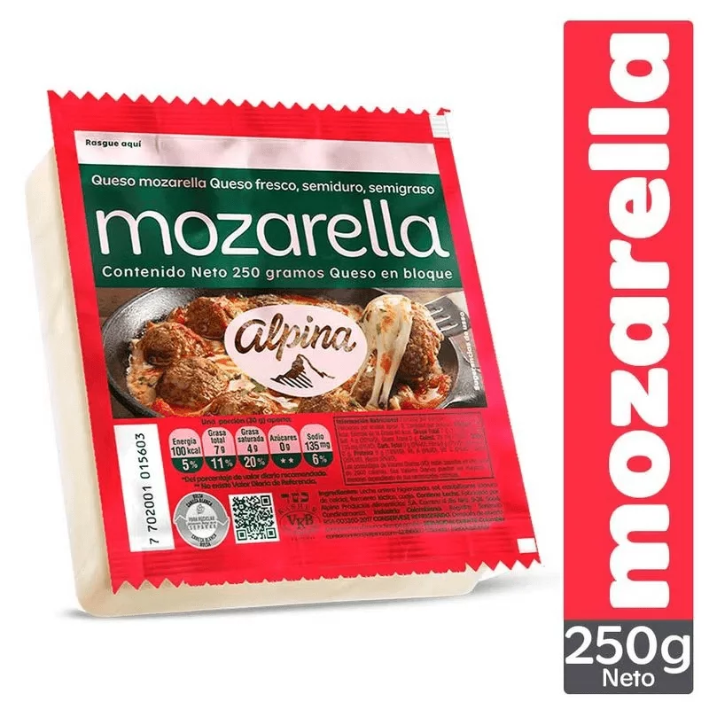 Queso Alpina Mozzarella 250 Gr