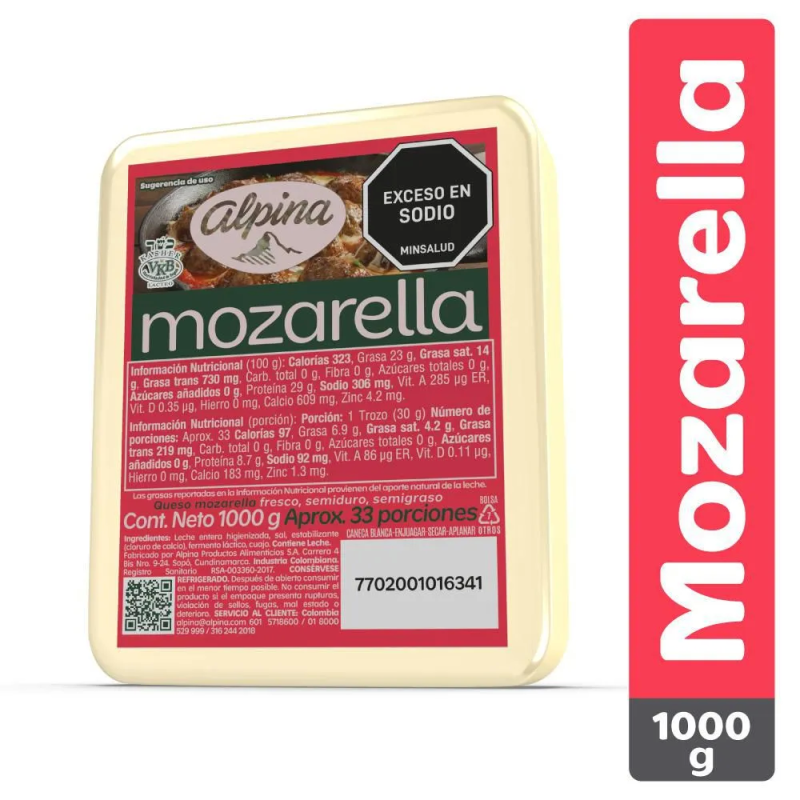 Queso Alpina Mozzarella 1000 Gr