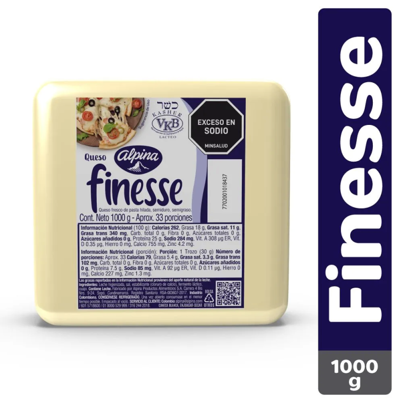Queso Alpina Finesse Bloque 1000 Gr