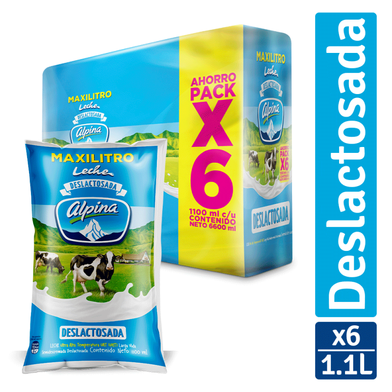 Leche Alpina Deslactosada 1100 Ml X 6 Und