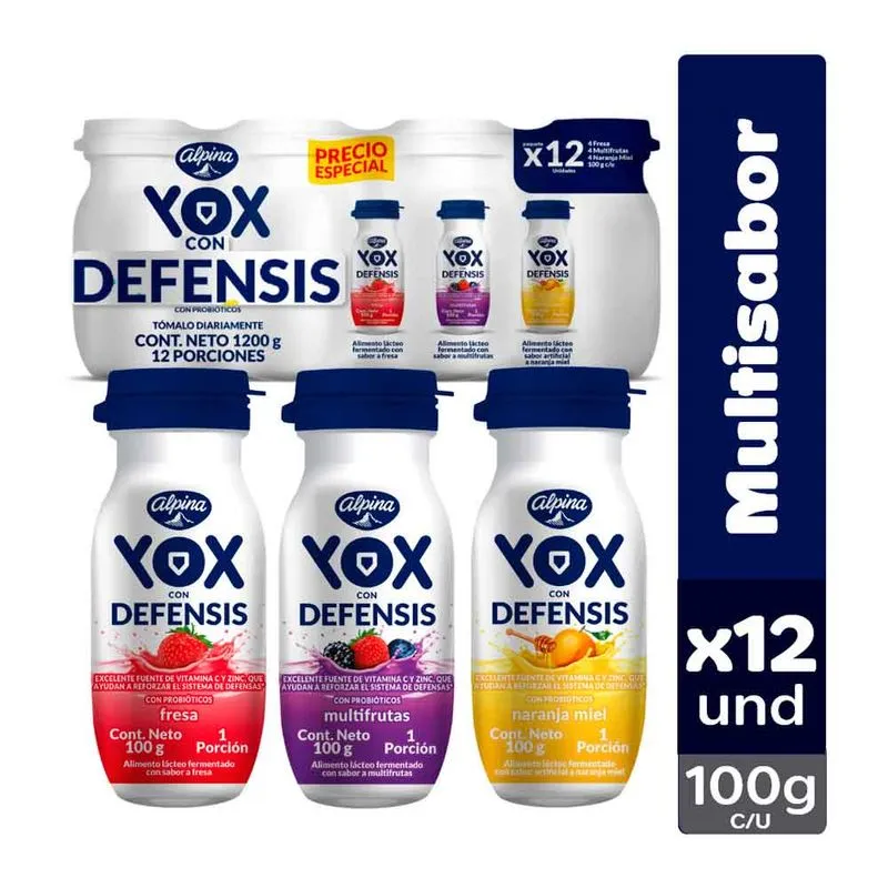 Alimento Lacteo Yox Surtido 12 Und 100 Gr