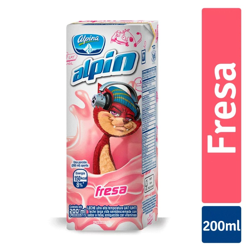 Leche Alpin Fresa Caja X 200ml