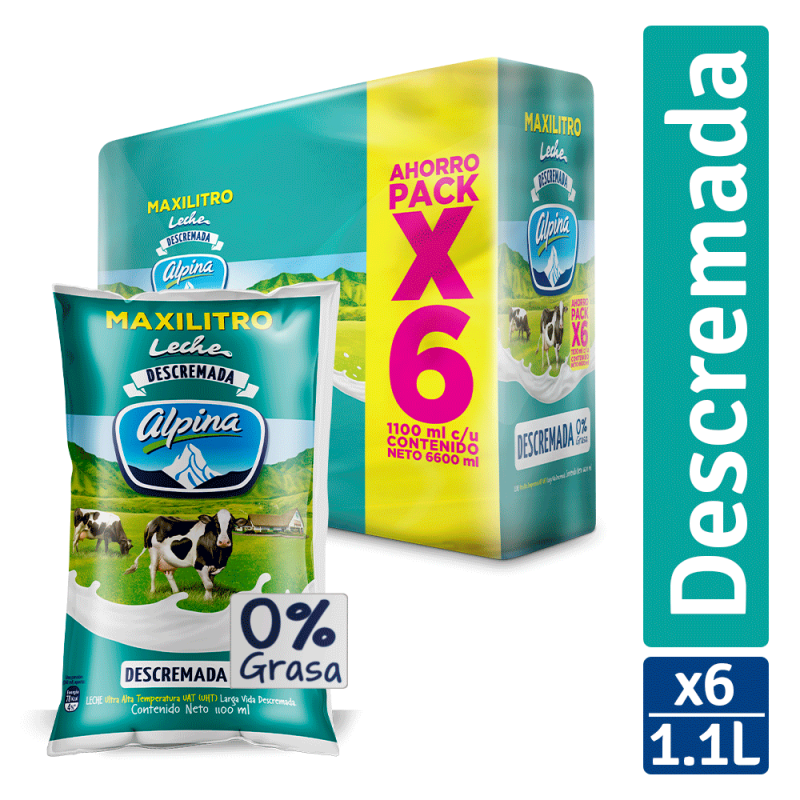 Leche Alpina Bolsa 1100 Ml X 6 Und