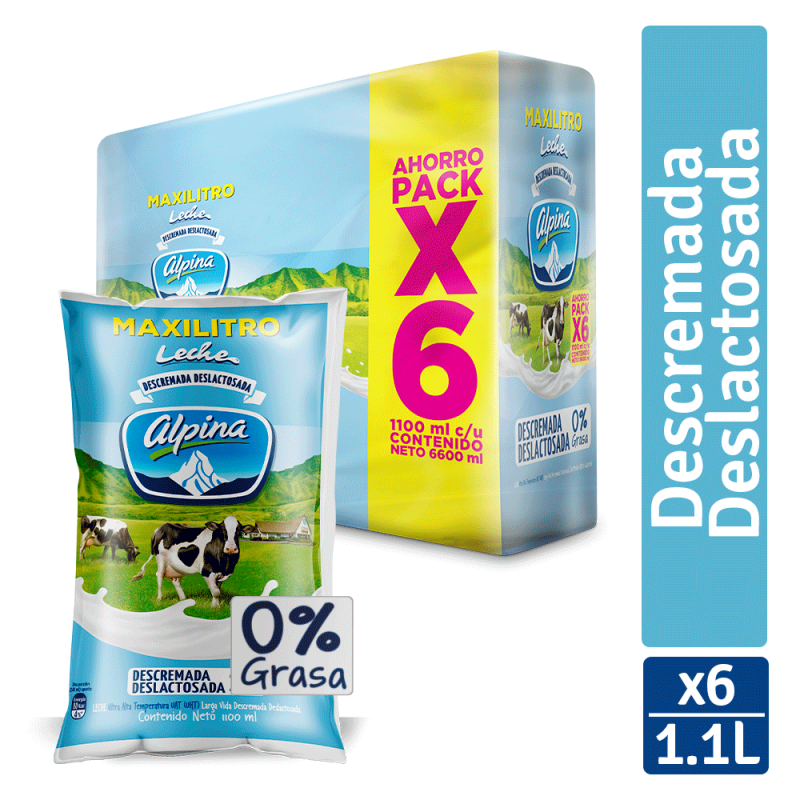 Leche Alpina Descremada 1100 Ml X 6 Und