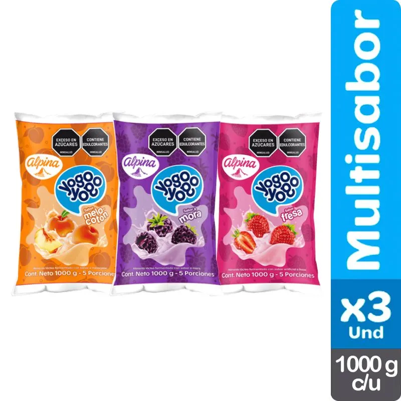 Bebida Lactea Yogo Yogo Fresa-mora-melocoton 3 Und 1000 Ml