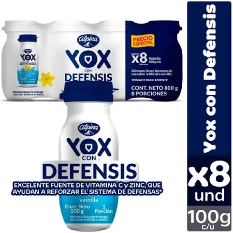Alimento Lacteo Yox Vainilla 8 Und 100 Gr X 8 Und