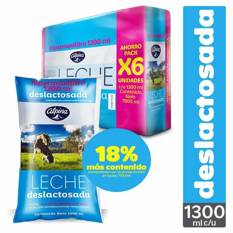 Leche Alpina Deslactosad 6undx1.3 Lts