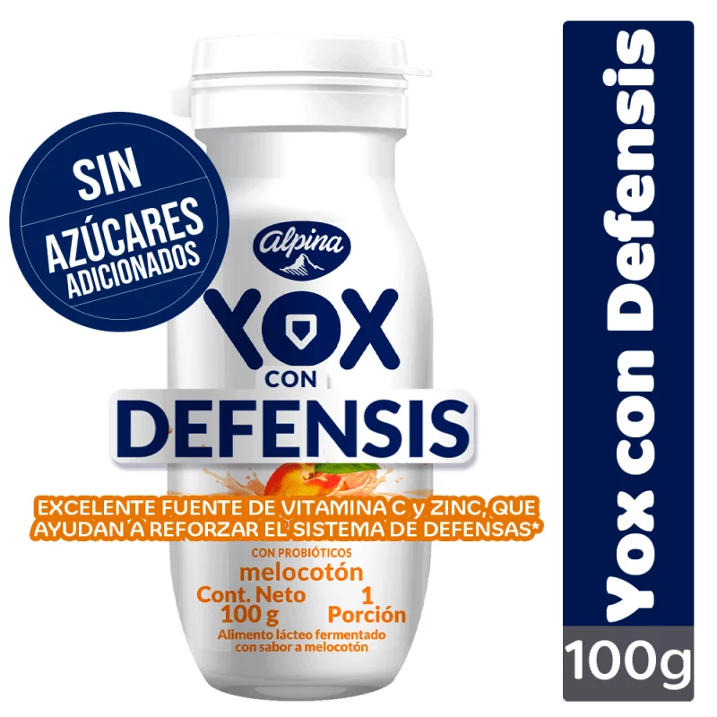 Alimento Lacteo Yox Melocoton Sin Azucar 100 Gr