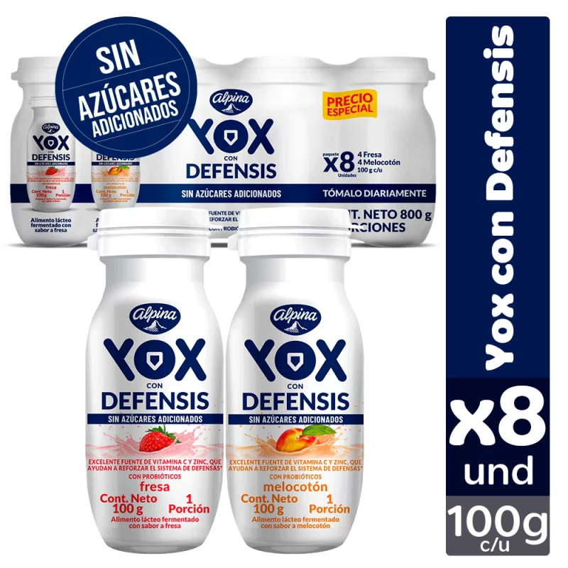 Alimento Lacteo Yox Multisabores Sin Azucar 8 Und 100 Gr