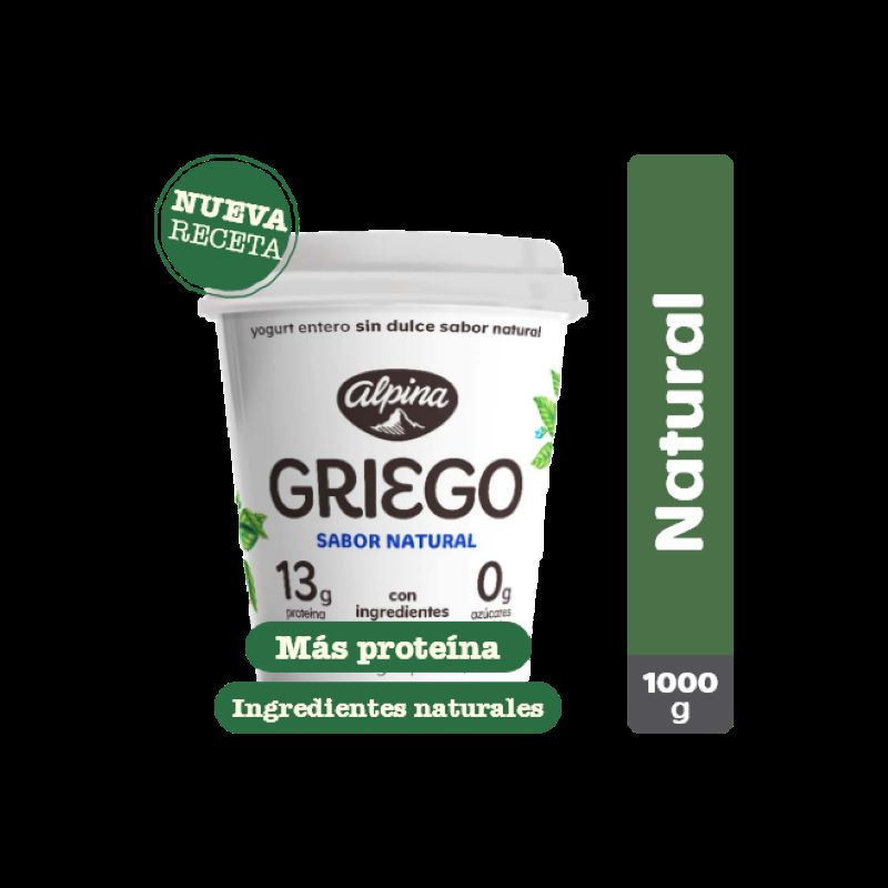 Yogurt Griego Natural Sin Azucar 1000g