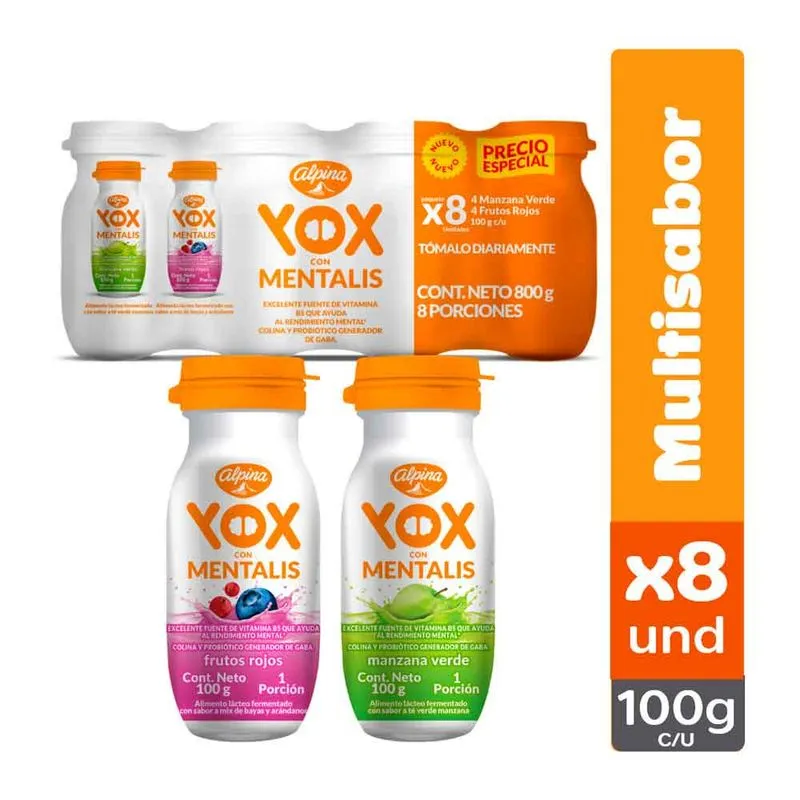 Alimento Lacteo Yox Multisabores 8 Und 100 Gr