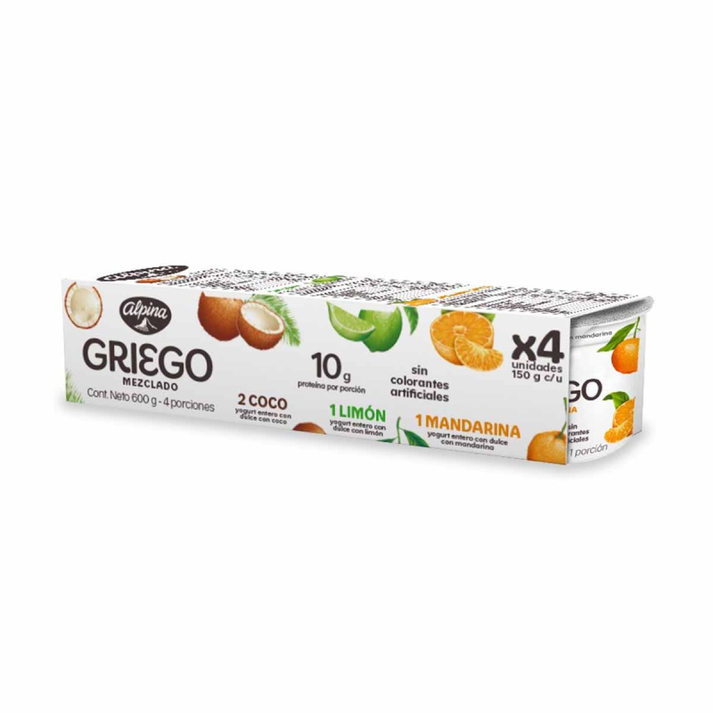 Yogurt Griego Alpina Multisabor Mezclado 4 Und 150 Ml