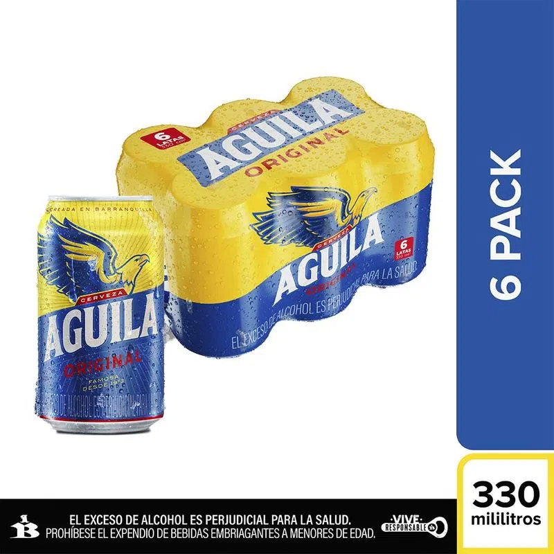 Cerveza Aguila Lata 330 Ml X 6 Und
