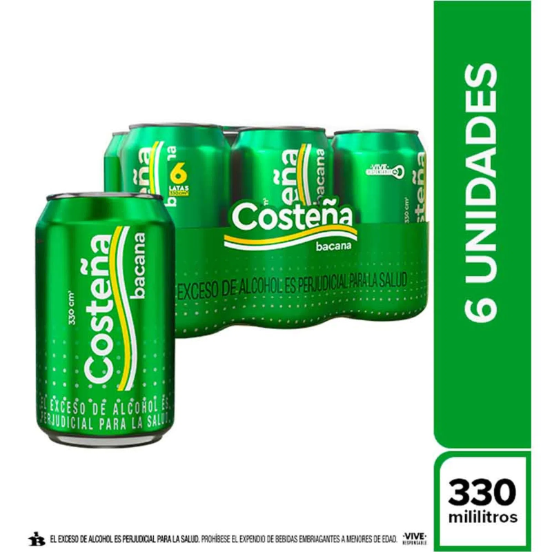 Cerveza Costena Bacana 330 Ml X 6 Und