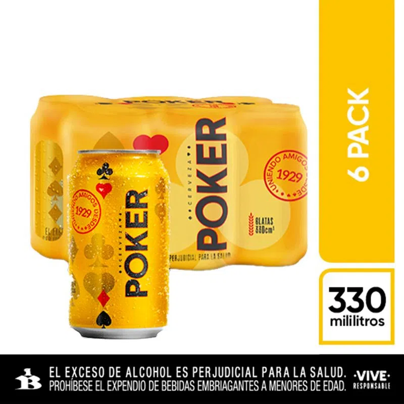 Cerveza Poker Lata 330 Ml X 6 Und