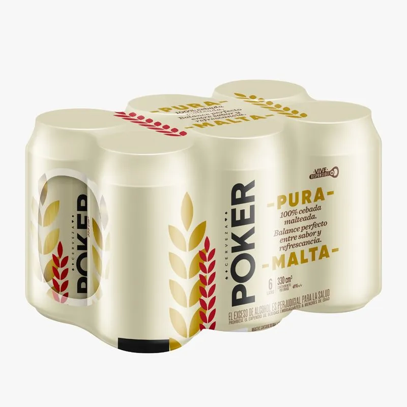 Cerveza Poker Malta Sixpack Lata 330 Ml X 6 Und