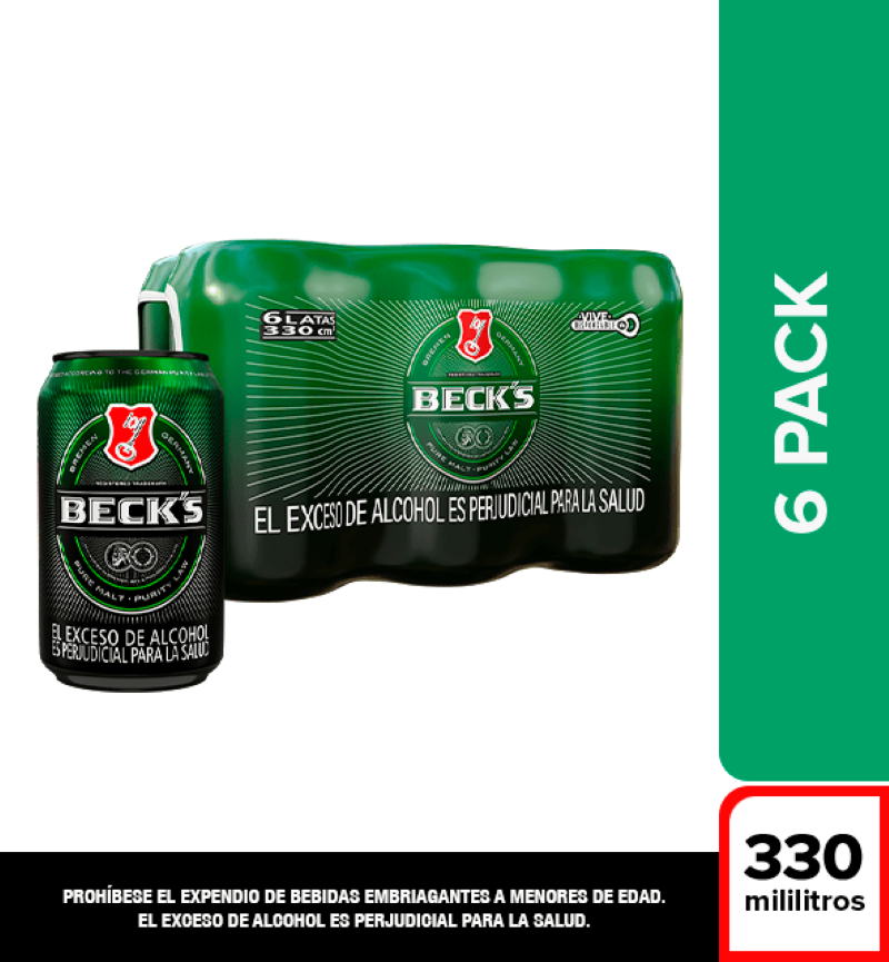 Cerveza Becks Can 330cc X 6 Und