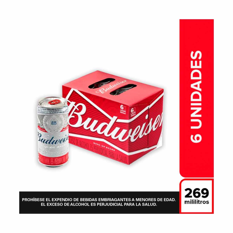 Cerveza Budweiser Lata 269 Ml X 6 Und