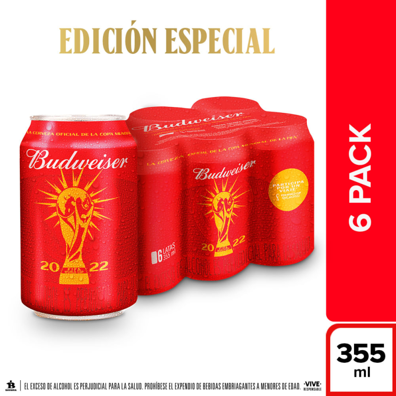 Cerveza Budweiser Lata 355ml X 6 Und
