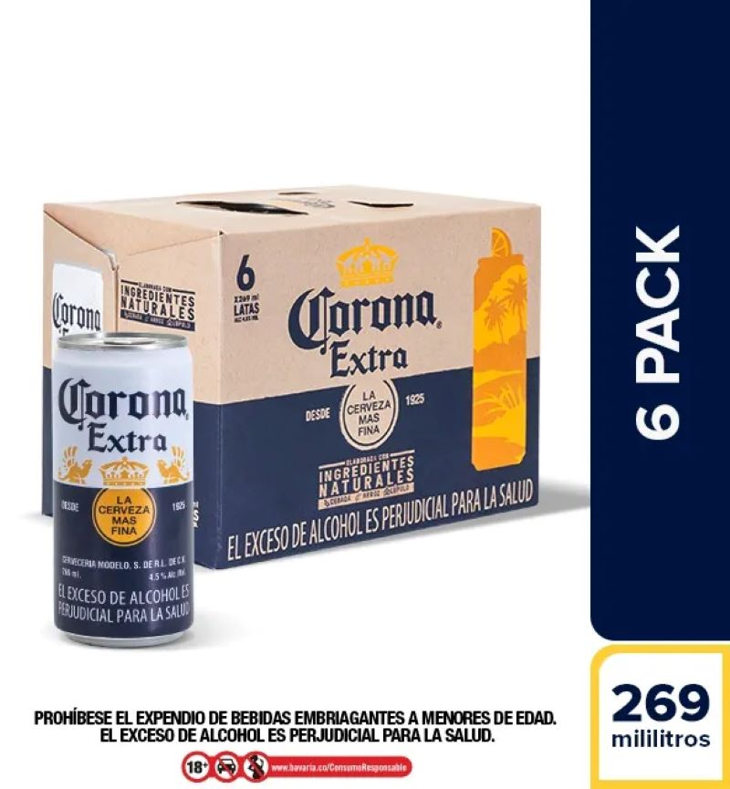 Cerveza Corona Sixpack Lata 269 Ml X 6 Und