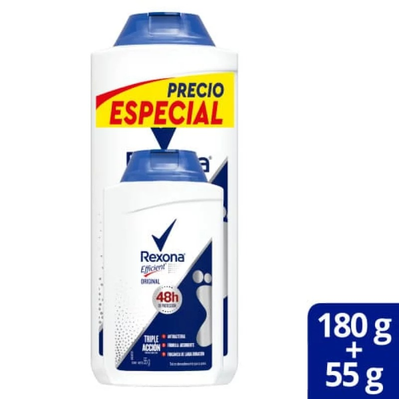 Talco Rexona 180gr+55gr Effi Pack