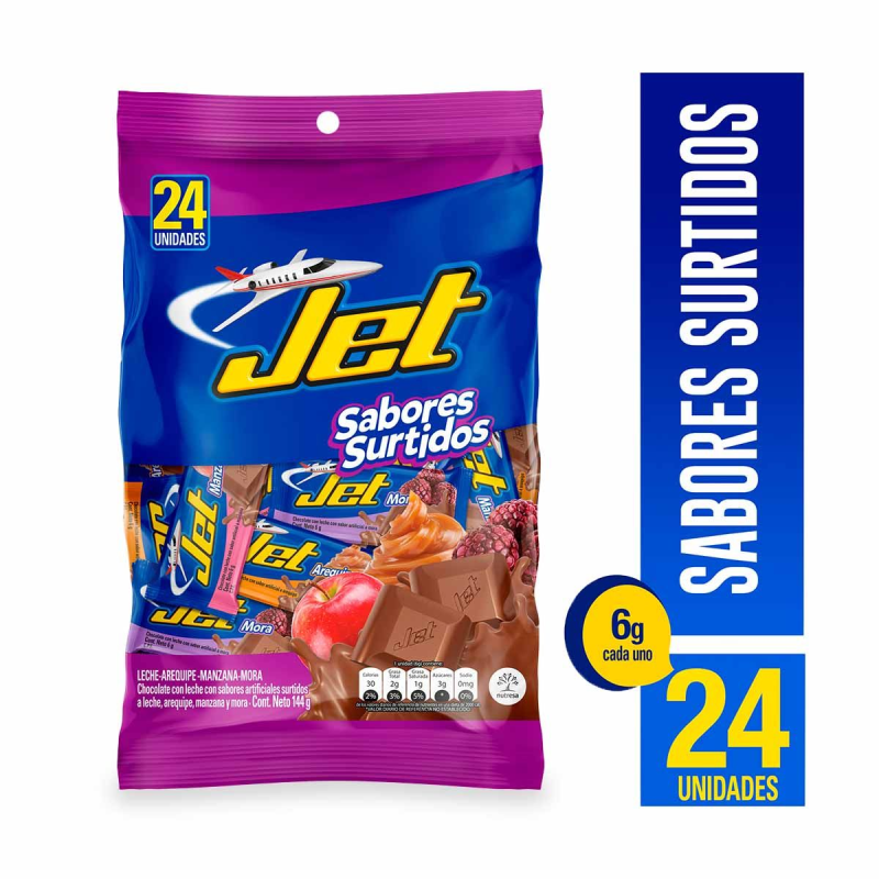 Chocolatina Jet Mini Surtida 24 Und 144 Gr