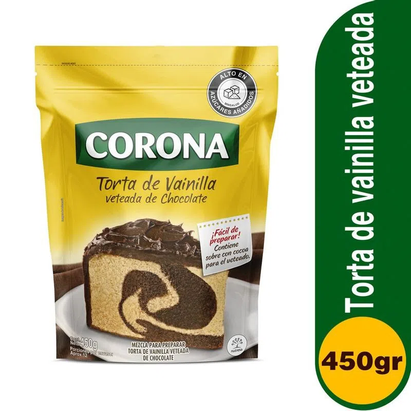 Mezcla Para Torta Corona Vainilla Veteada Con Chocolate 450 Gr