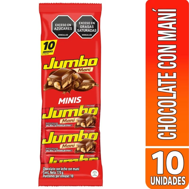 Chocolatina Jumbo Mani Bandejax10undx17